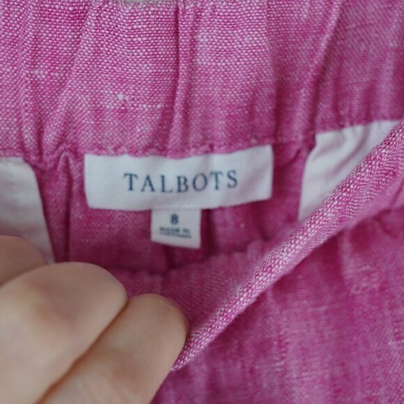 EUC Talbots Fuschia Cropped Linen Pull-on Pants‎ Size 8 - Picture 6 of 10